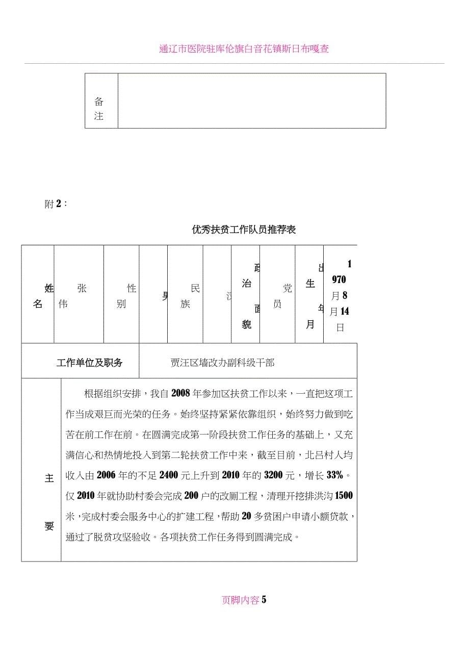 扶贫工作队员年度考核登记表_第5页