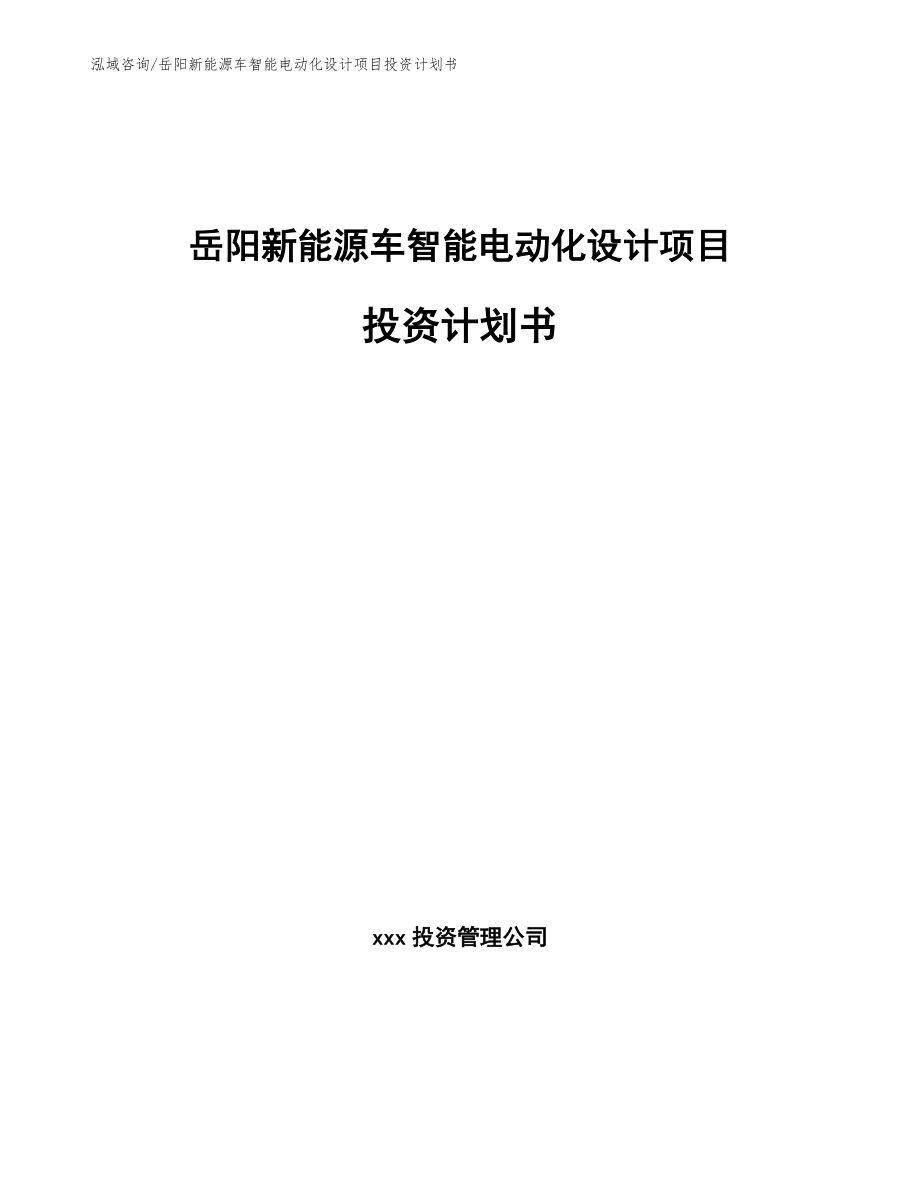 岳阳新能源车智能电动化设计项目投资计划书_第1页