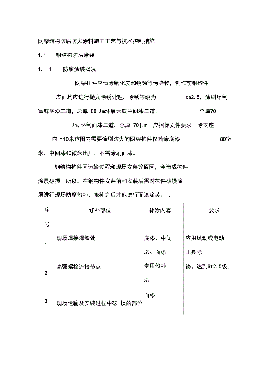 网架结构防腐防火涂料施工工艺与技术控制措施_第1页