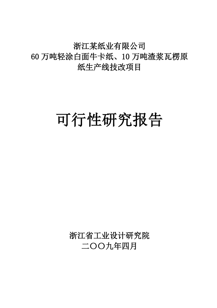 某某造纸项目可行性研究报告_第1页