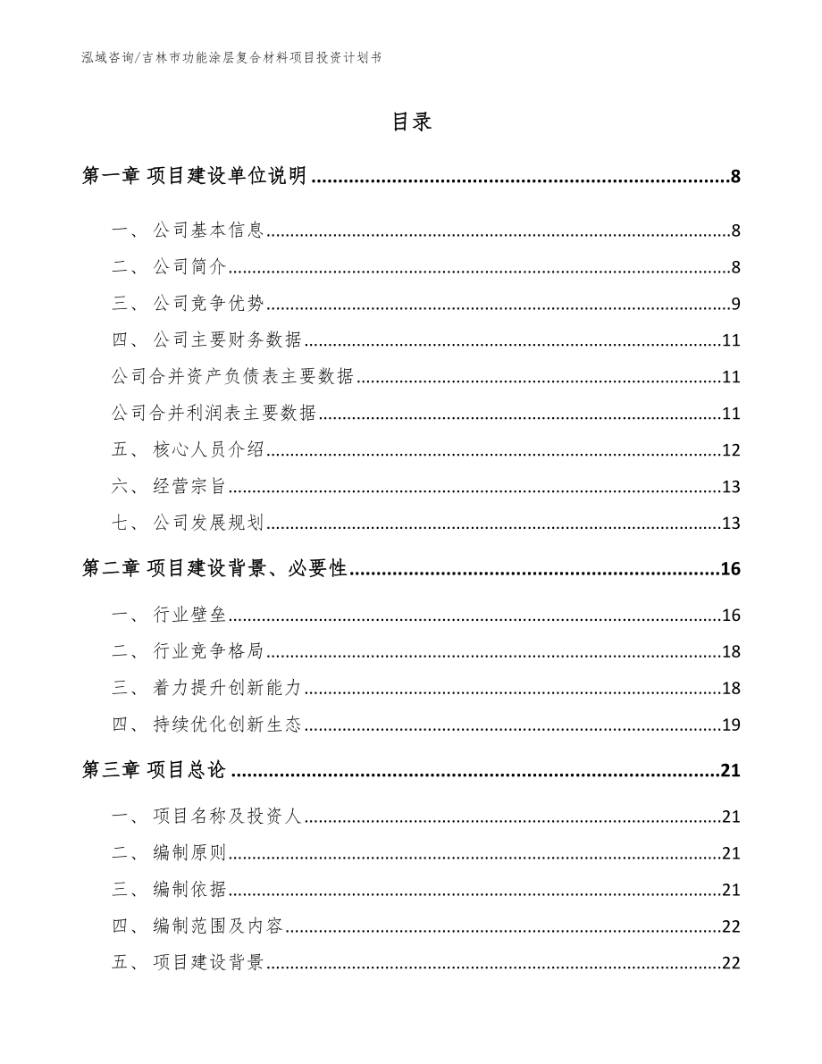 吉林市功能涂层复合材料项目投资计划书_第2页