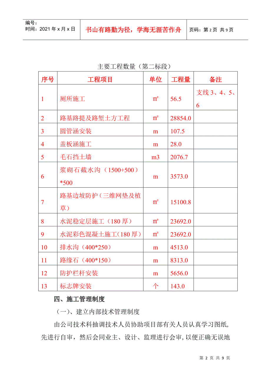 市政道路工程竣工总结_secret_第2页