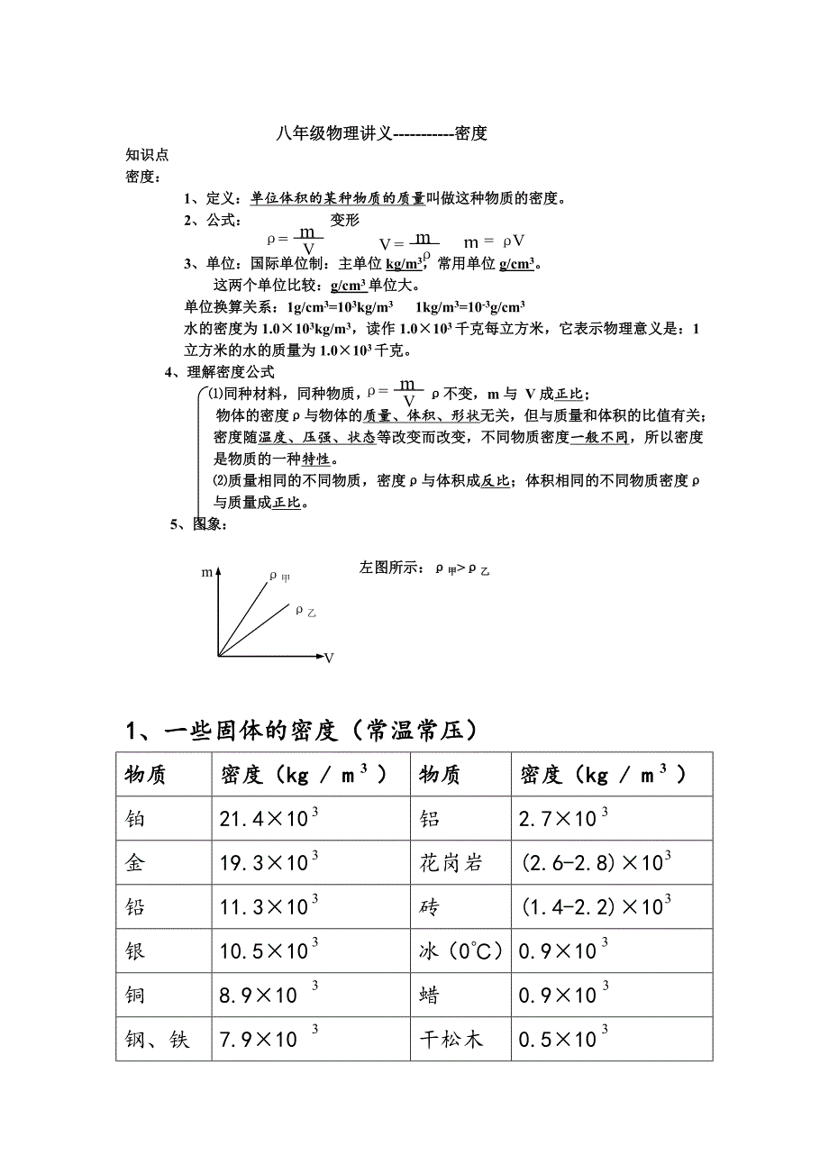 八年级物理讲义-密度_第1页