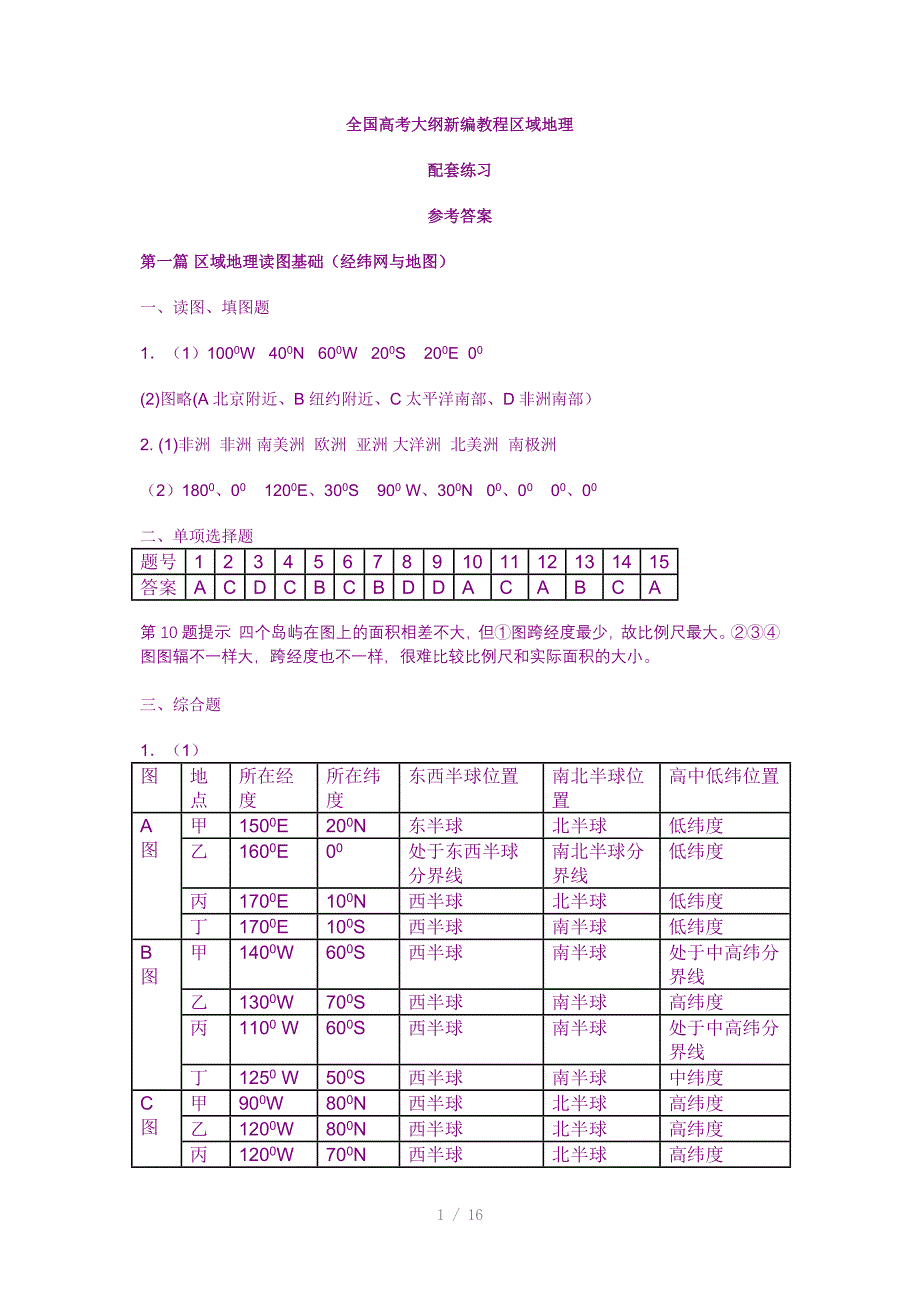 全国高考大纲新编教程区域地理Word版_第1页