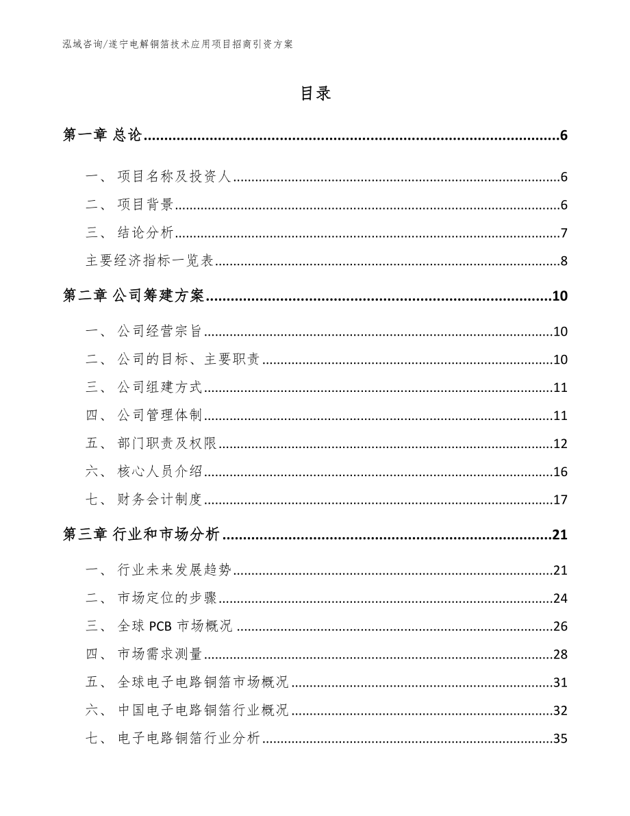 遂宁电解铜箔技术应用项目招商引资方案_第1页