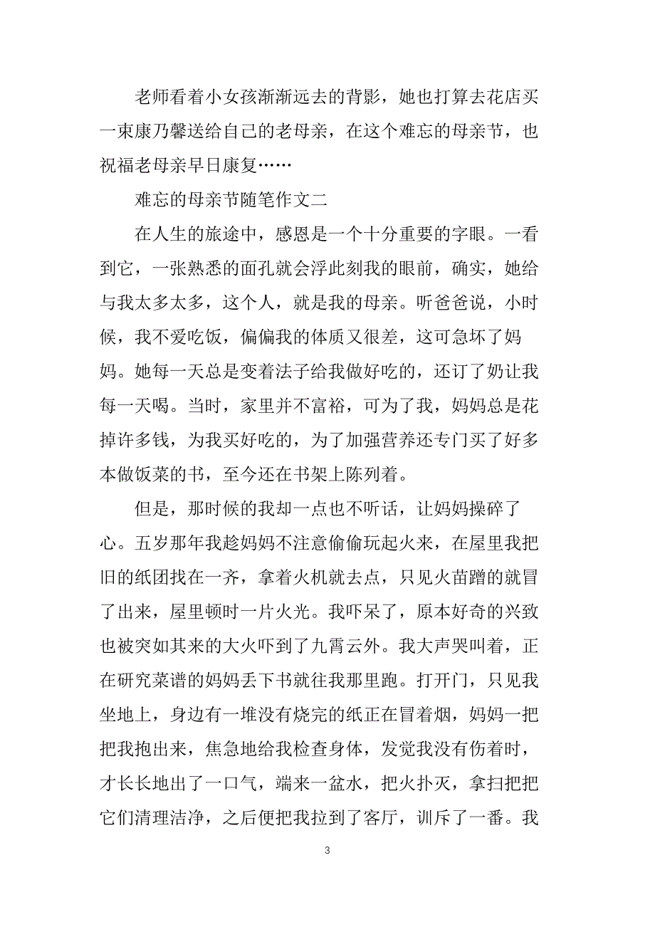 2022难忘的母亲节随笔作文5篇_第3页