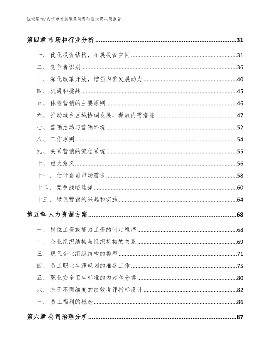 内江市发展服务消费项目投资决策报告（参考范文）_第2页