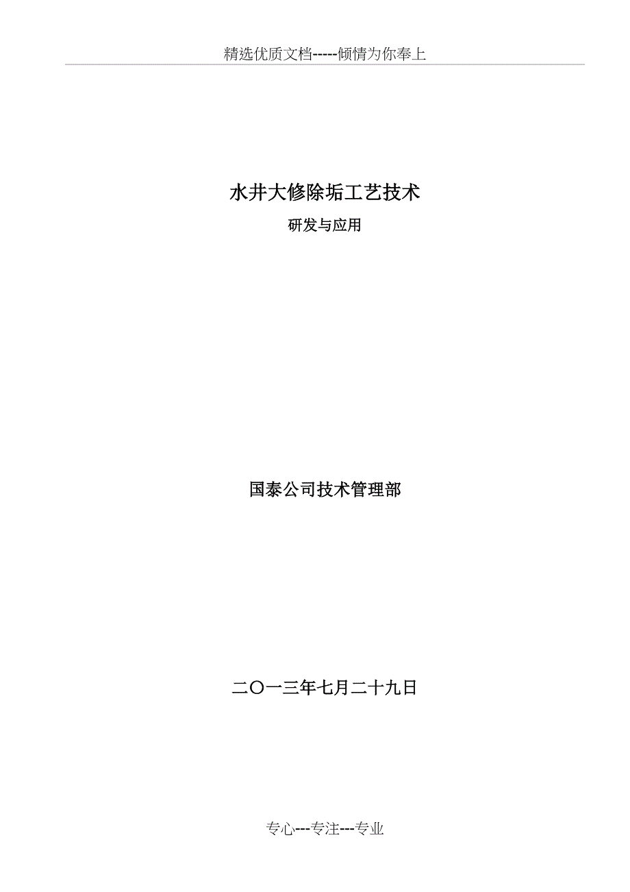 水井大修除垢工艺技术开发与应用_第1页