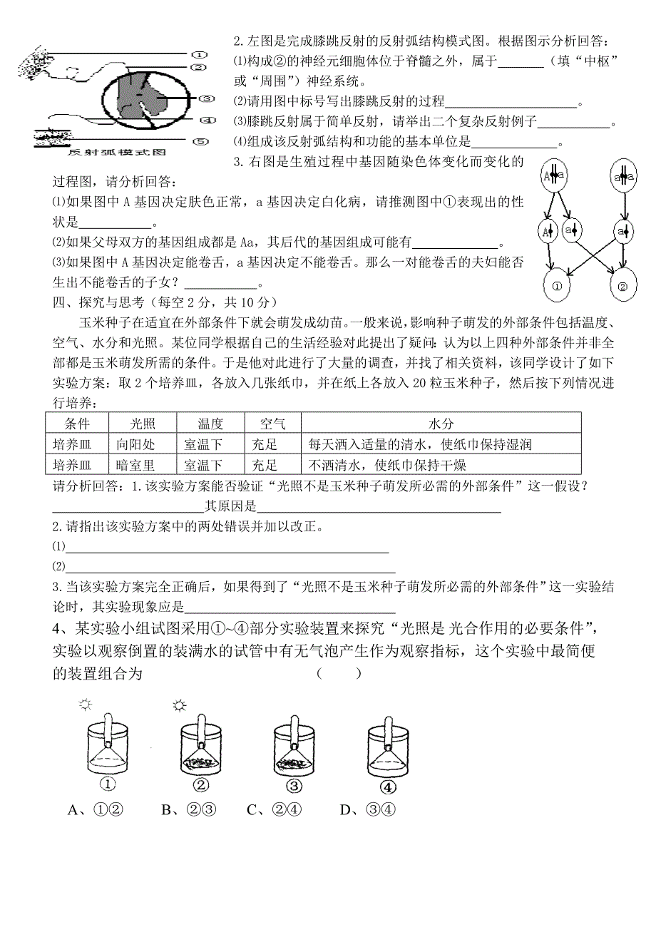 2012年初中毕业会考生物模拟试卷_第4页