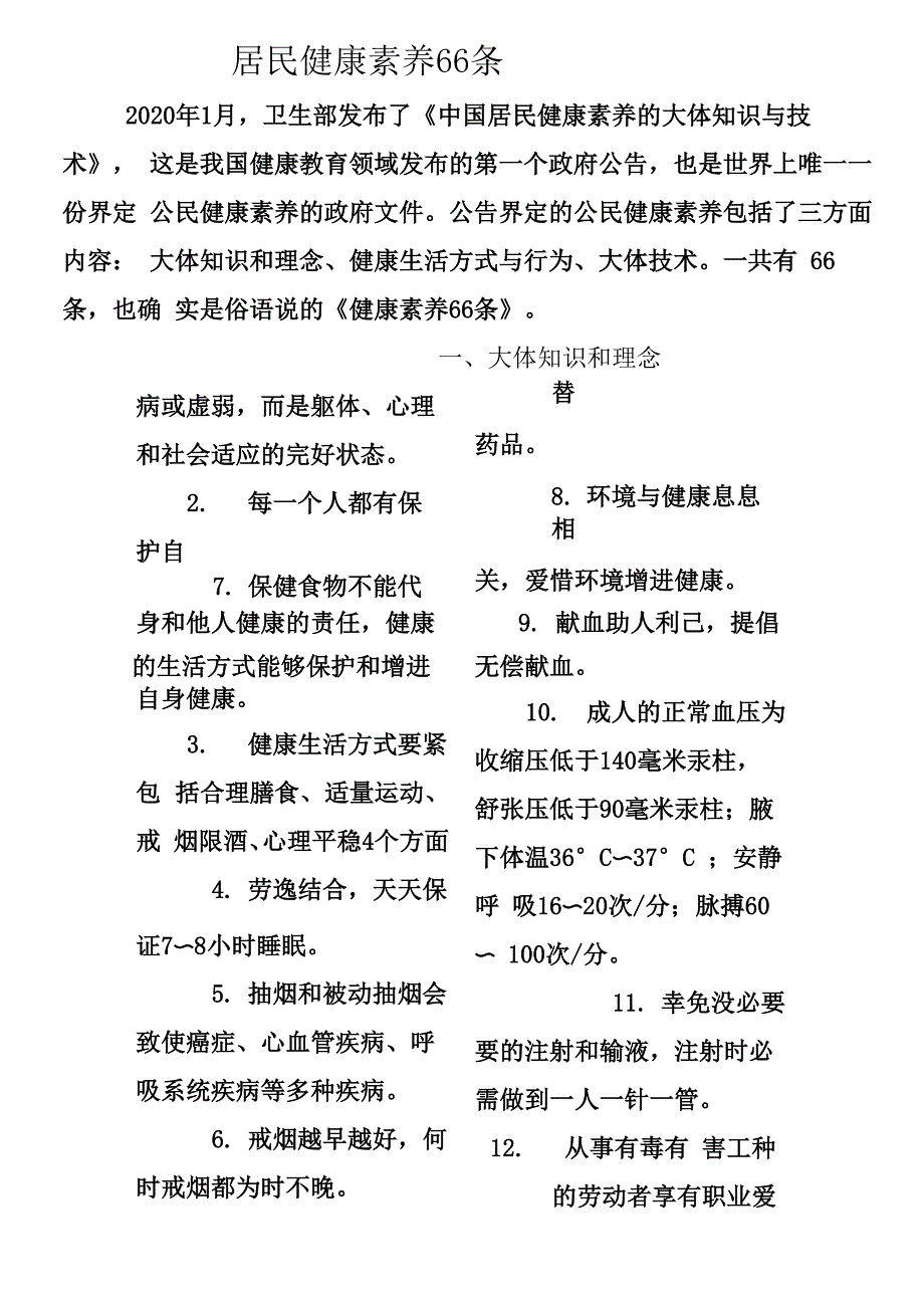 居民健康素养66条_第1页