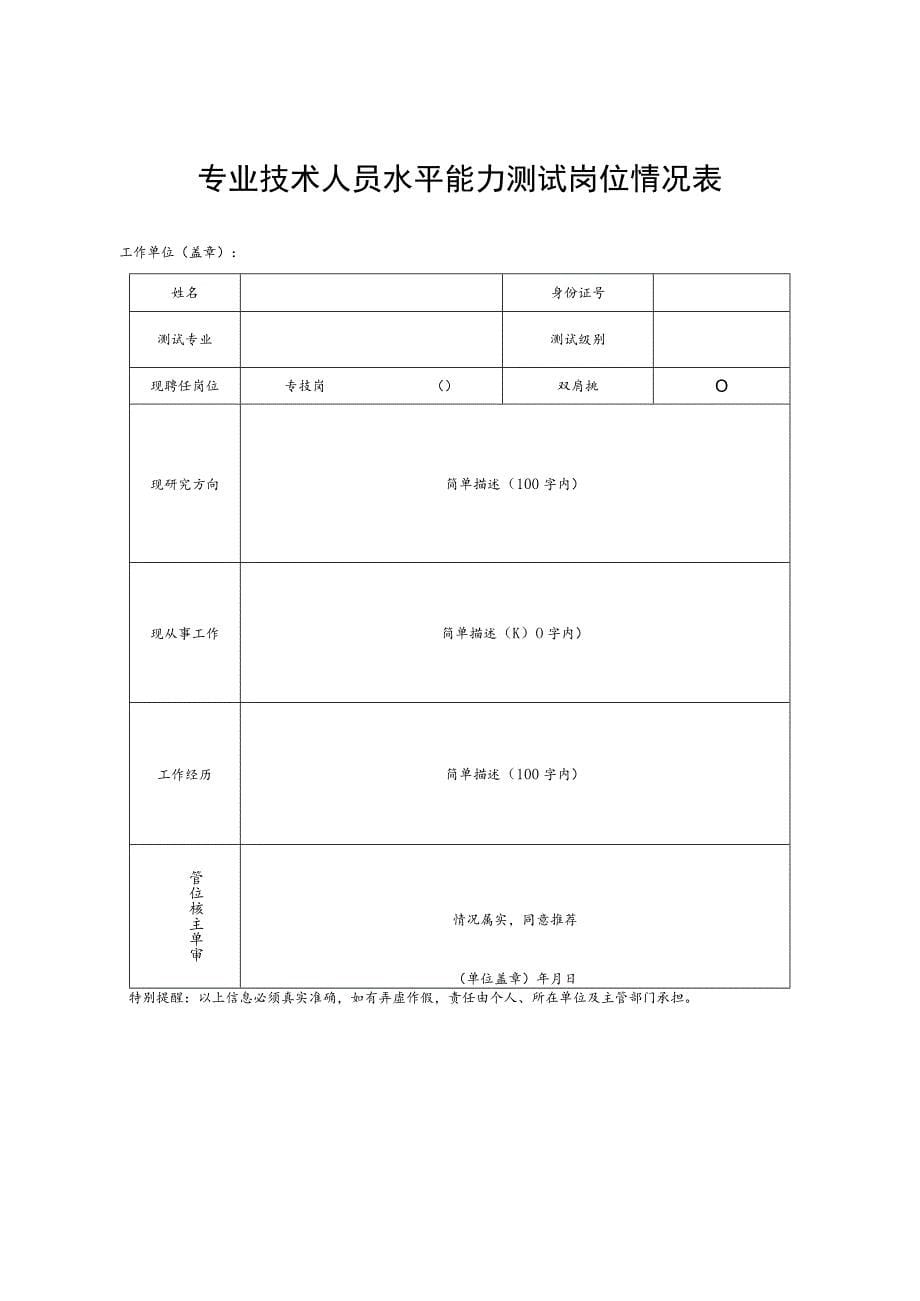 湖北省自然科学研究系列专业、技术职务水平能力测试代表作目录清单、登记表、情况表_第5页