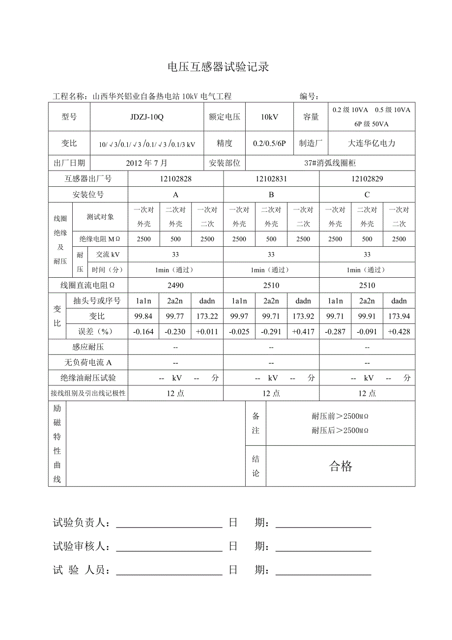 10kv(PT柜内)互感器试验_第2页