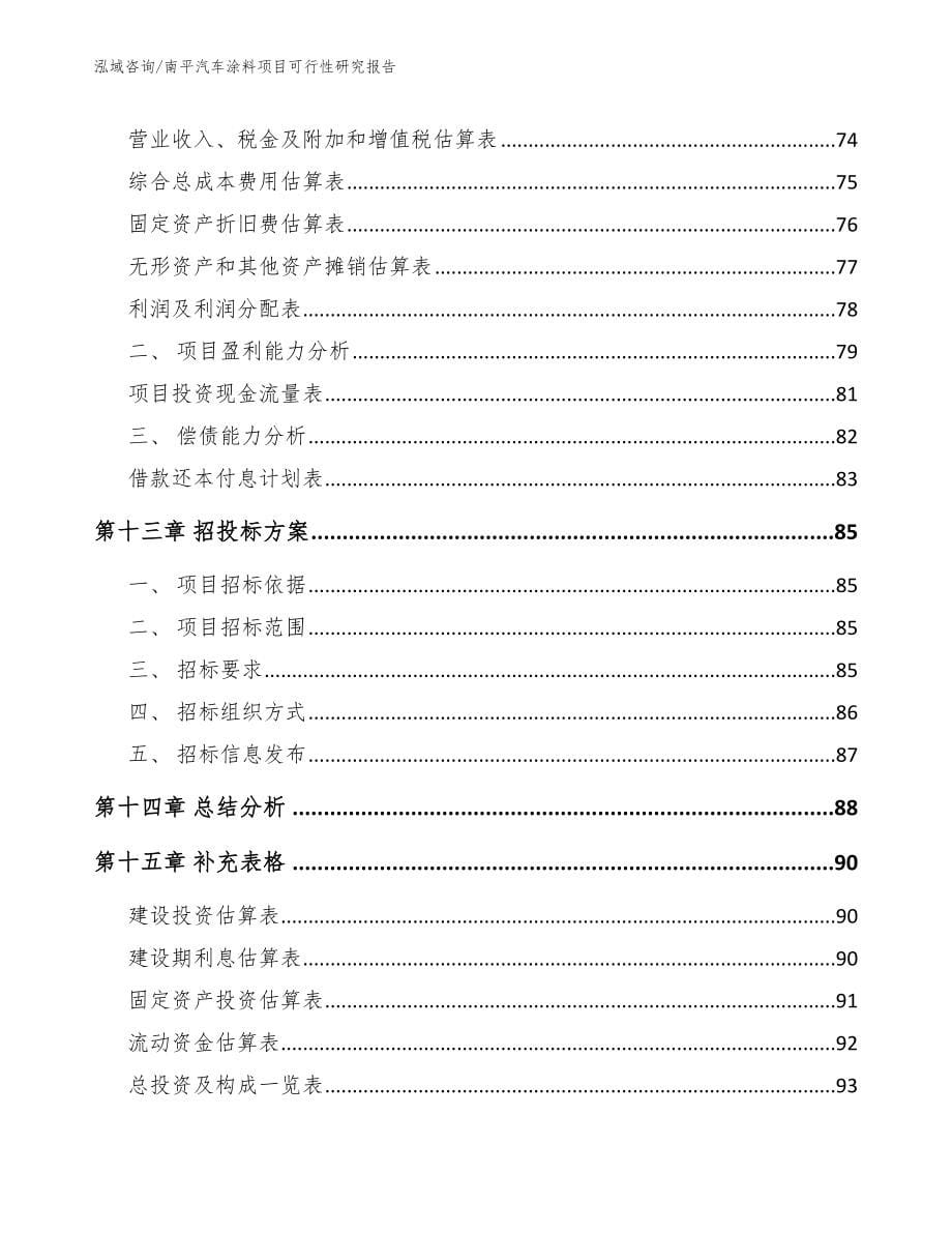 南平汽车涂料项目可行性研究报告（模板范本）_第5页