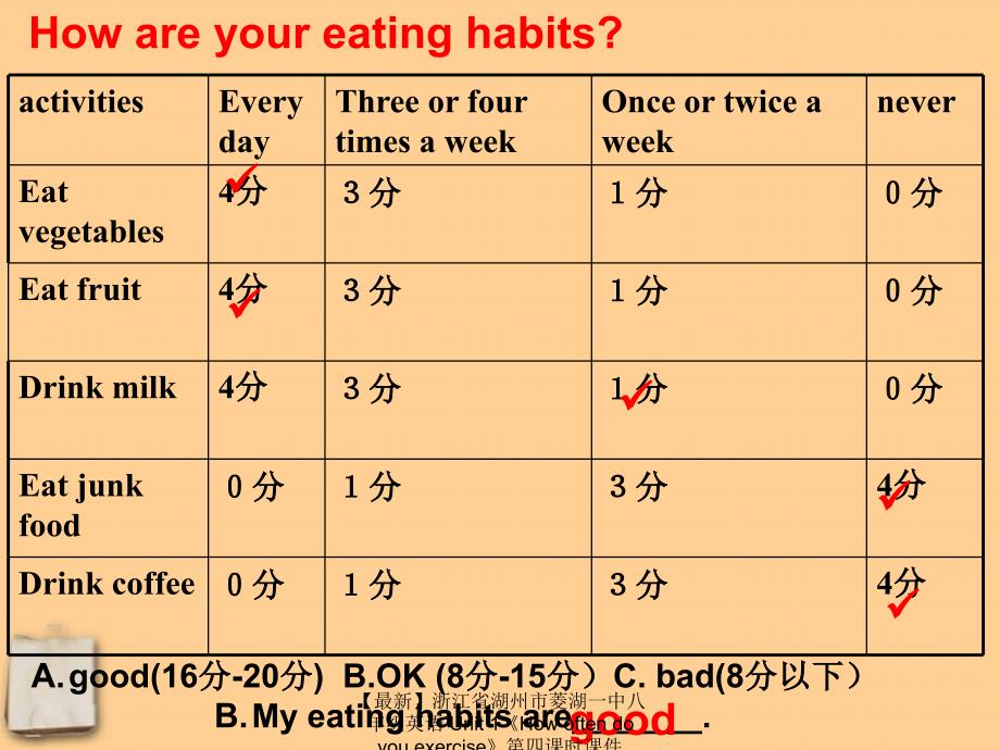 最新八年级英语Unit1Howoftendoyouexercise第四课时_第4页