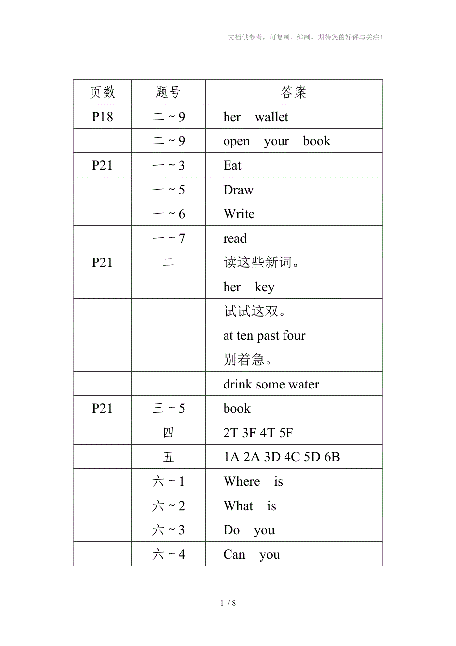 苏教版四年级英语寒假大本部分答案_第1页