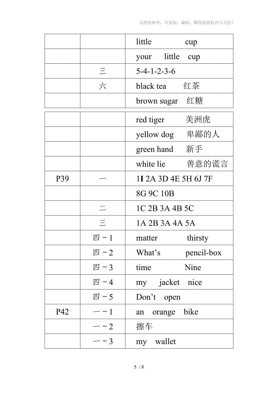 苏教版四年级英语寒假大本部分答案_第5页