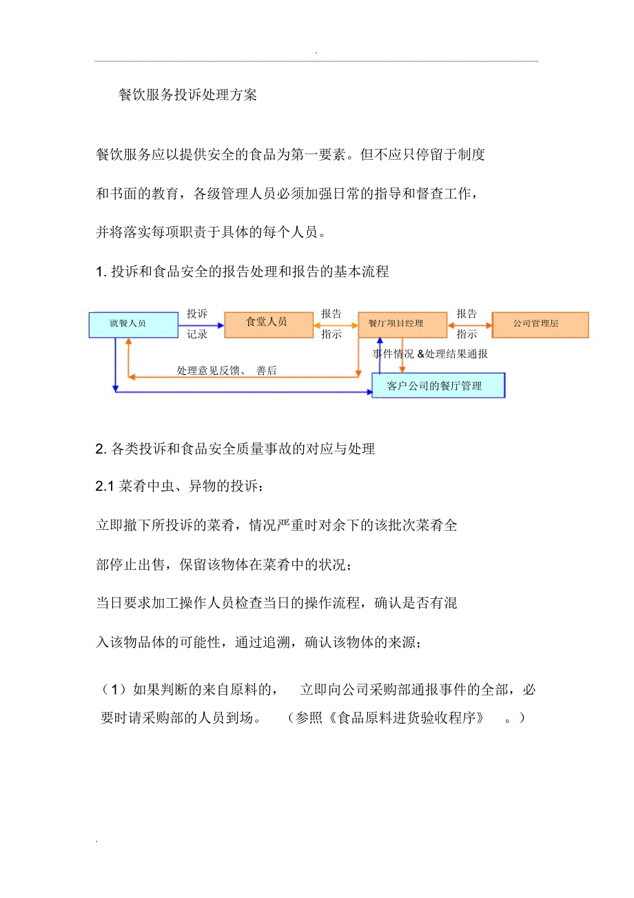 餐饮服务投诉处理规划方案_第1页