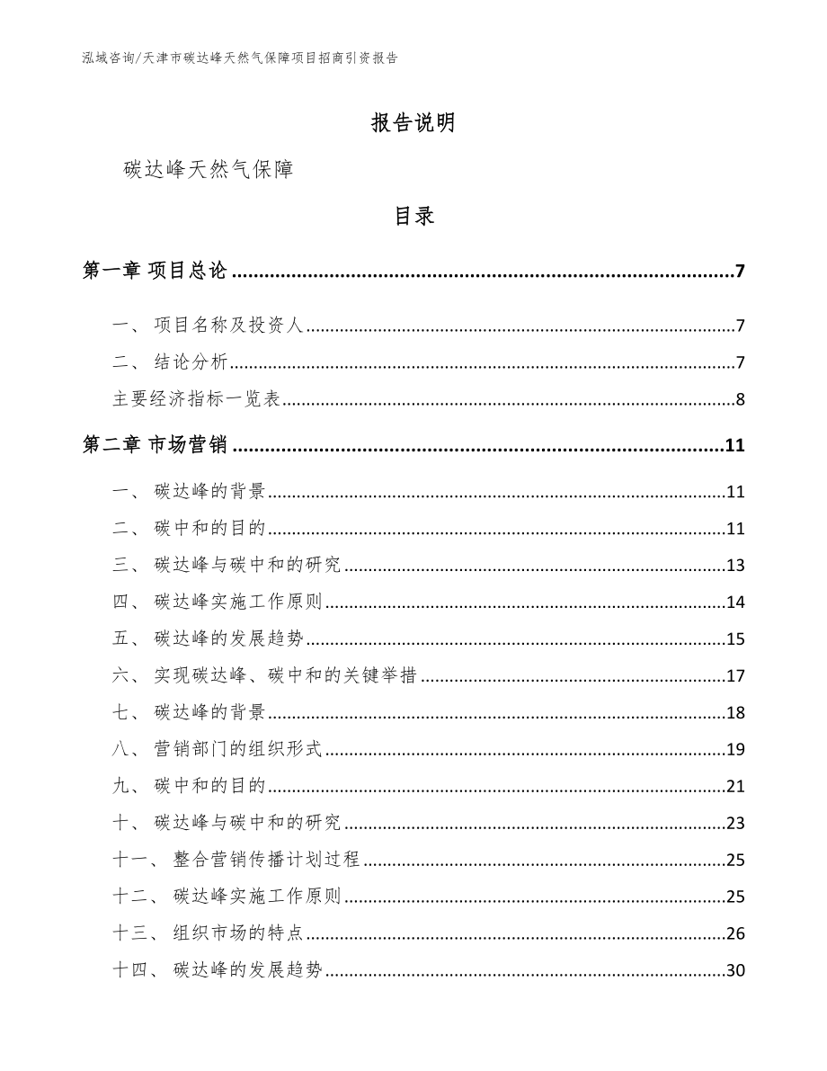 天津市碳达峰天然气保障项目招商引资报告【模板范本】_第2页