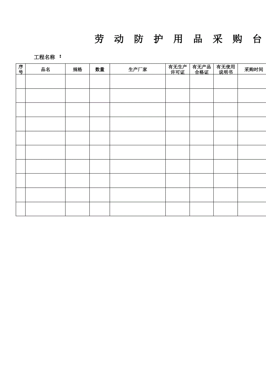 安全防护用品台账_第1页