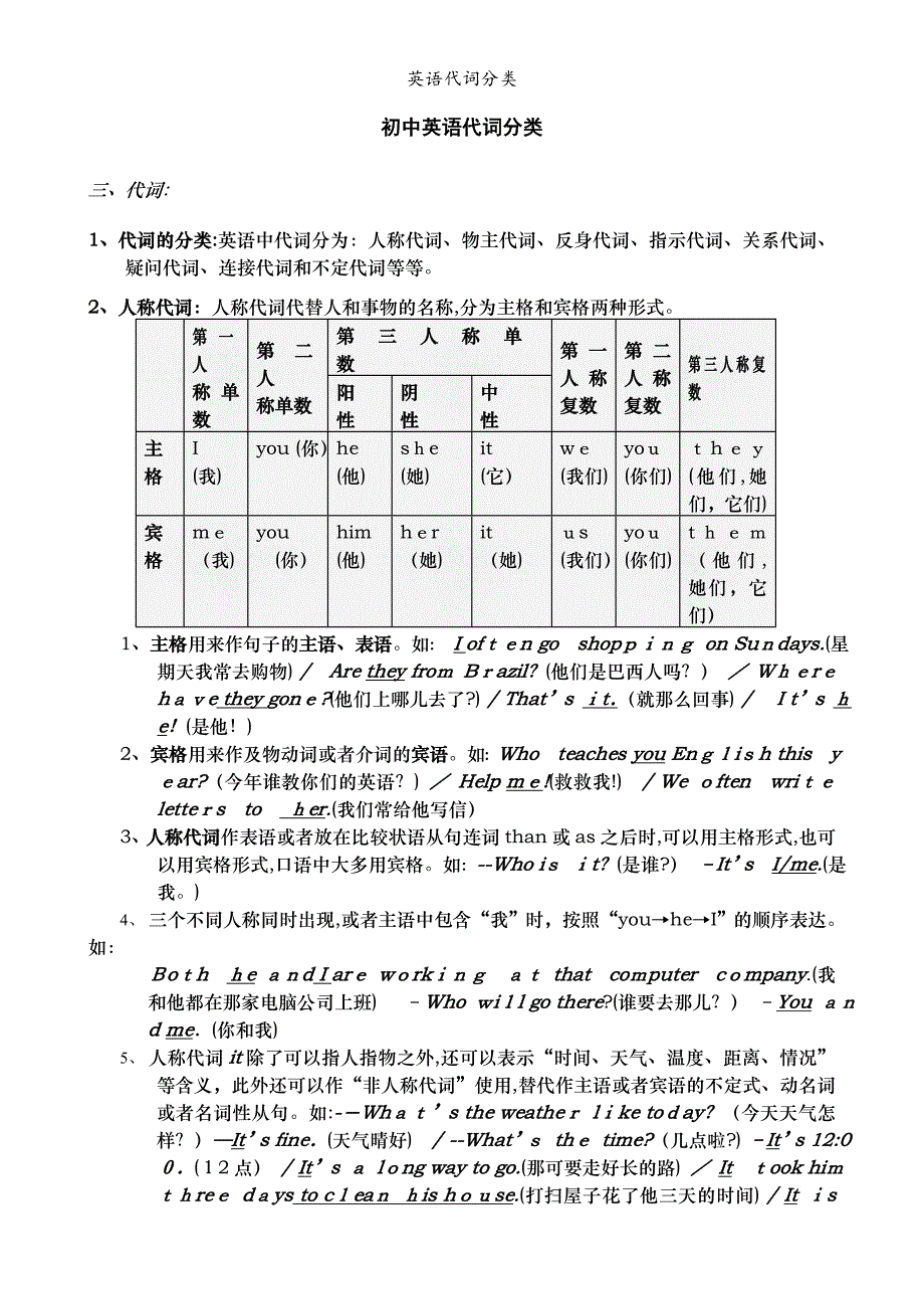 英语代词分类_第1页