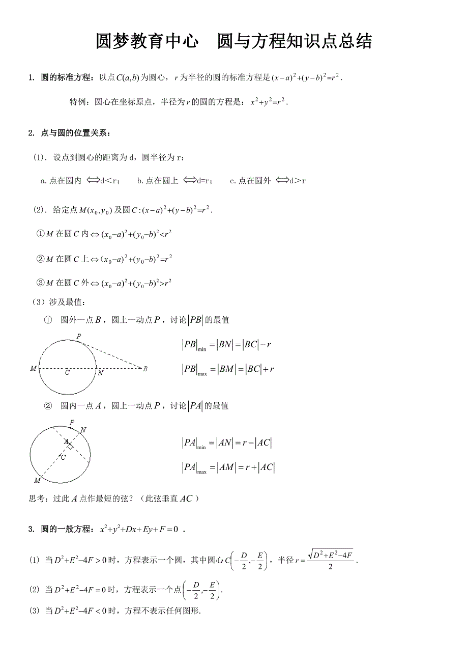 圆与方程知识点总结_第1页