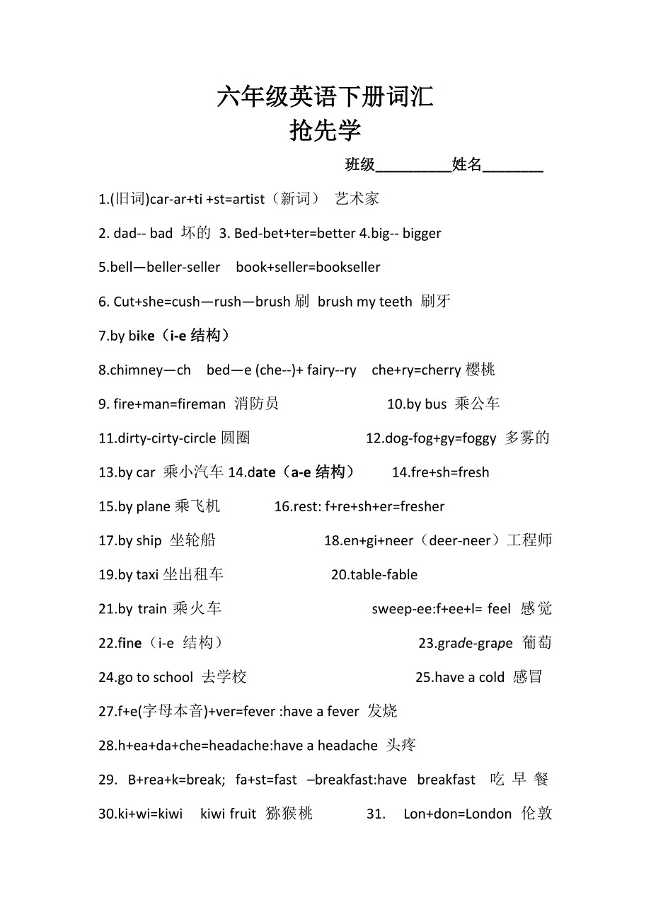 六年级下册词汇抢先学_第1页