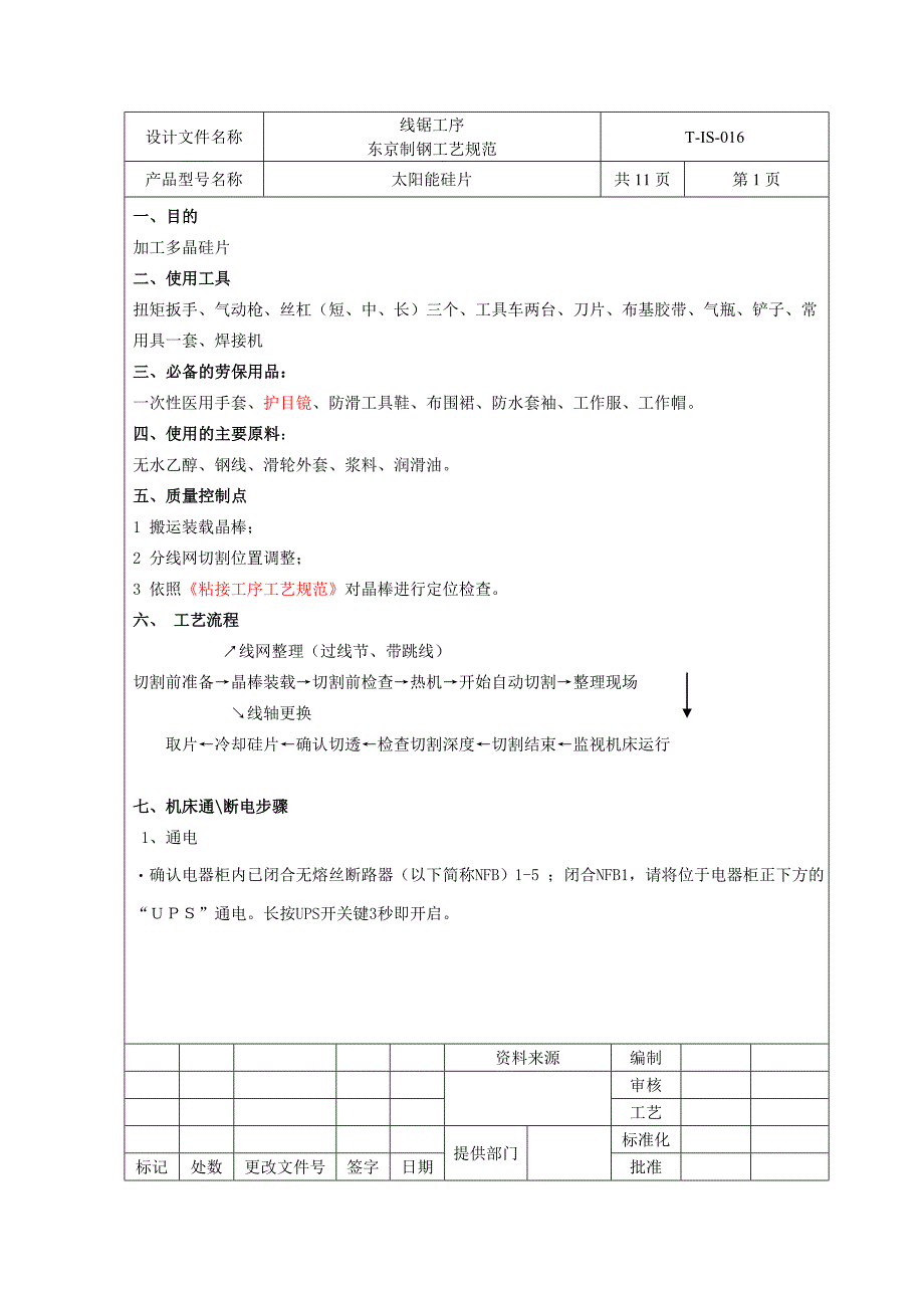 (T-IS-016)线锯工序(东京制钢工艺规范)_第1页