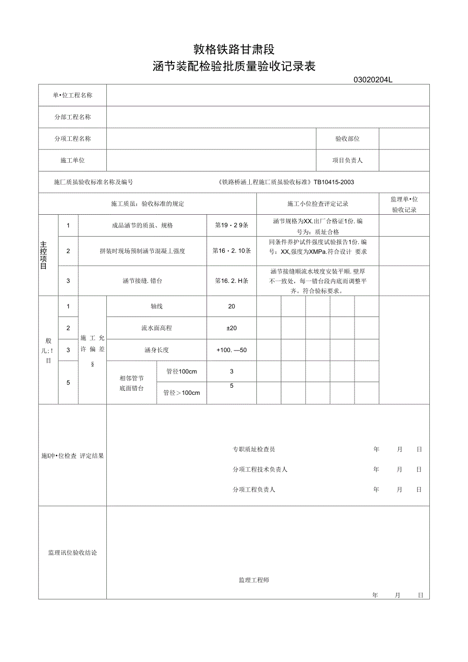 盖板安装检验批质量验收记录表_第2页