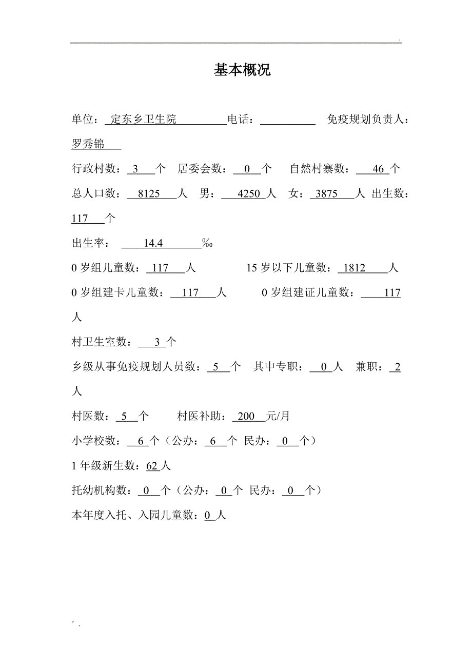 乡镇医院乡级免疫规划管理档案样本封面、目录及基本概况(乡级1)_第3页