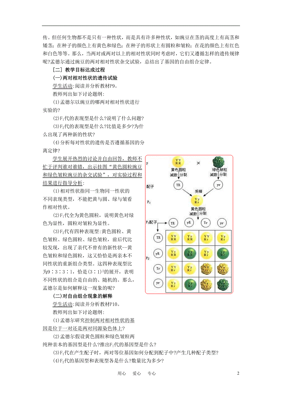 高中生物孟德尔的豌豆杂交实验二教案7新人教版必修2_第2页