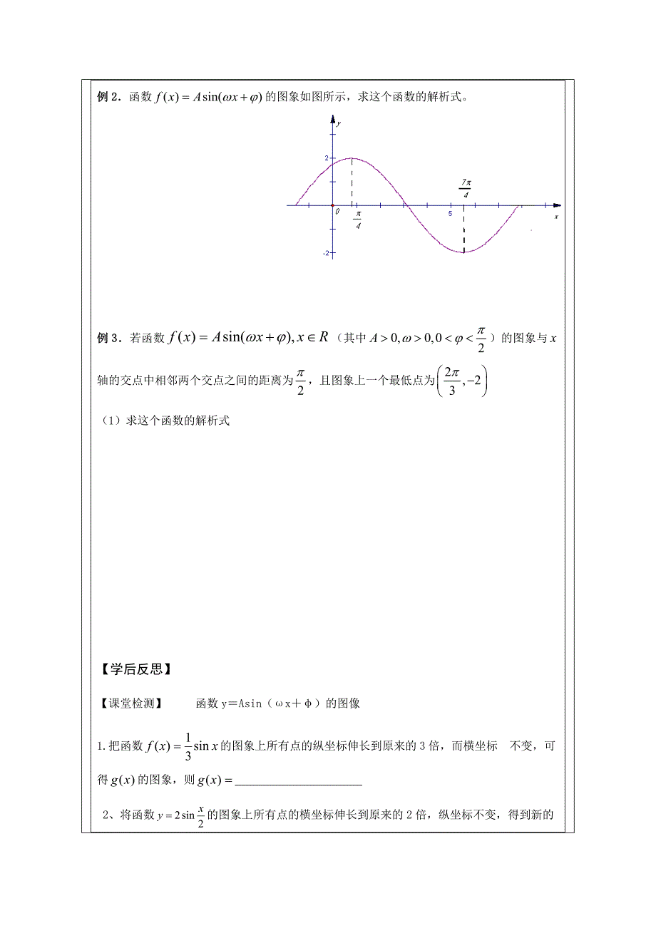 2013—2014学年高一数学必修四导学案：133函数y＝Asin(ωx＋Φ)的图像_第2页