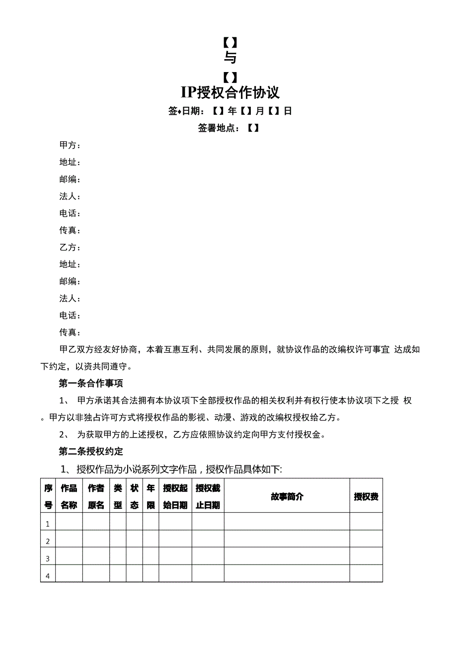 I授权合作协议我方为被授权方_第1页