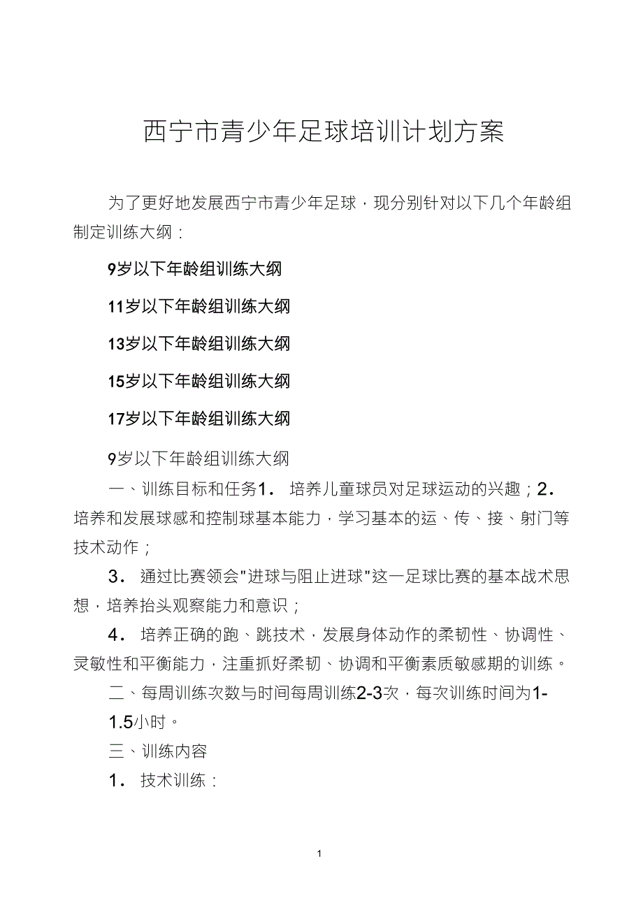 青少年足球培训计划方案_第1页