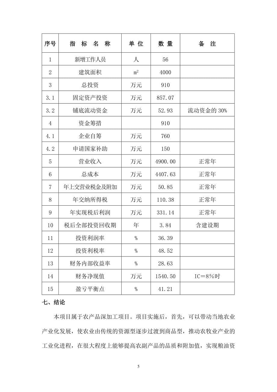 粮食深加工建设项目可行性研究报告_第5页