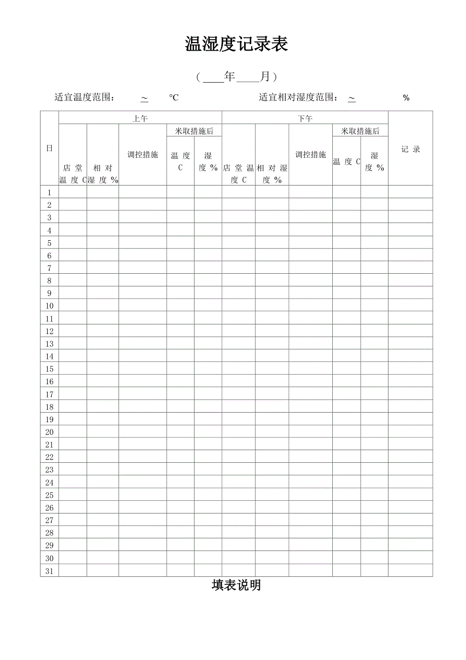 药店温湿度记录表_第1页