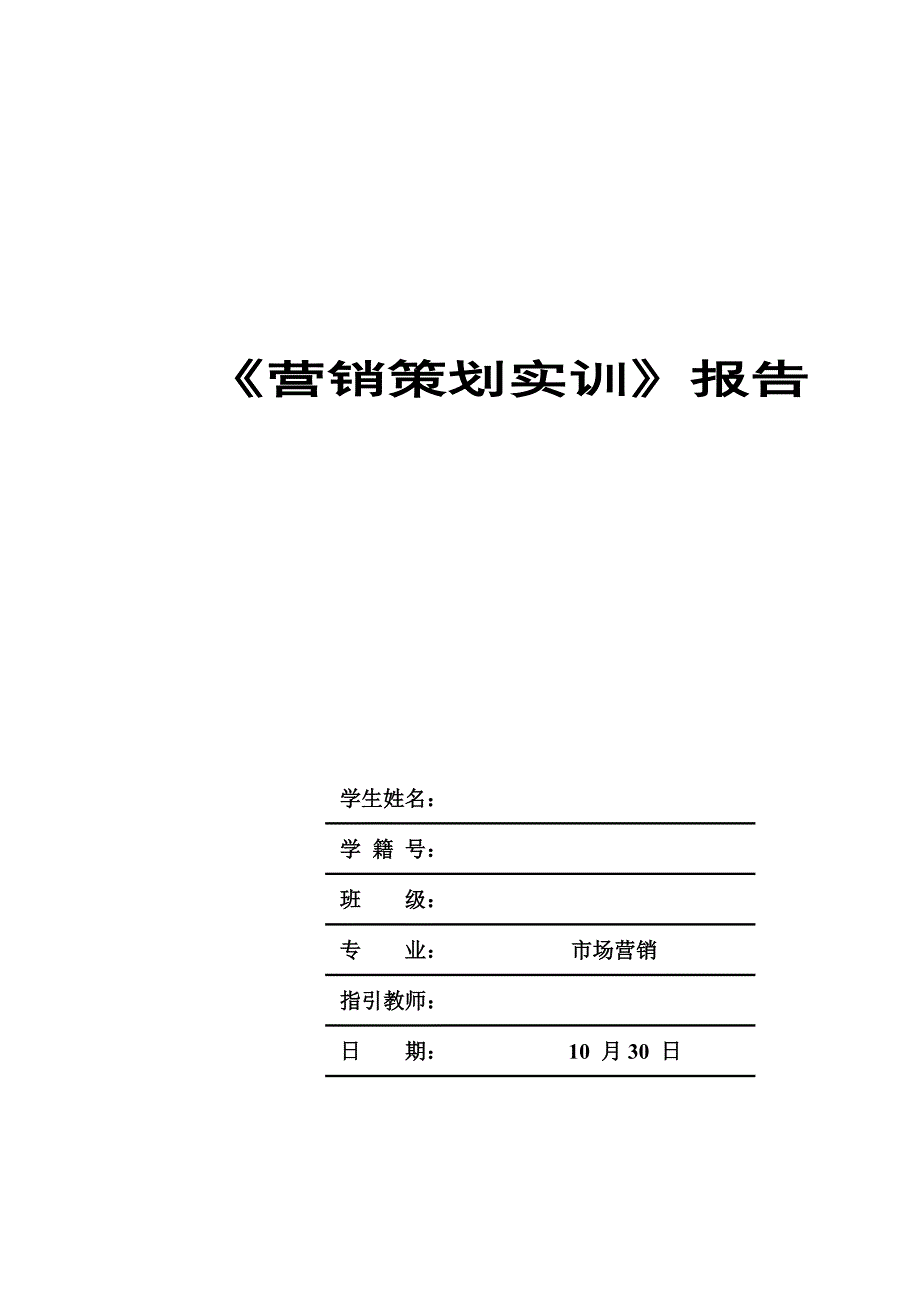 营销策划实训报告样本.doc_第1页