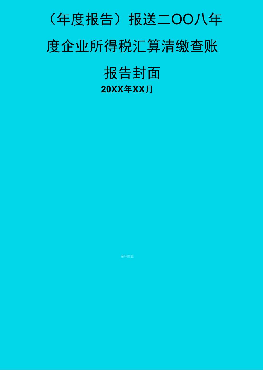 报送二OO八年度企业所得税汇算清缴查账报告封面_第1页