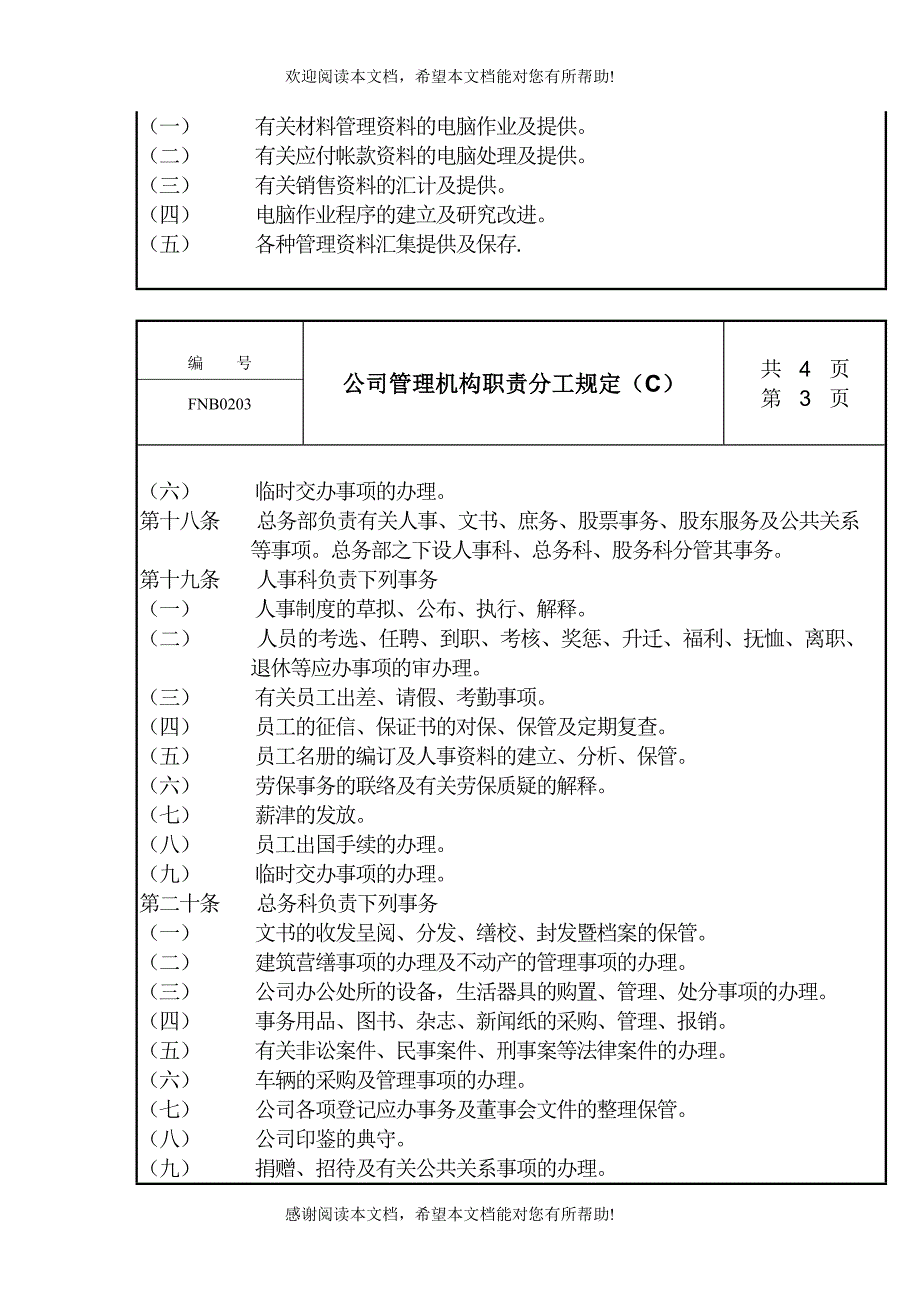 公司管理机构职责分工规定（C）_第3页