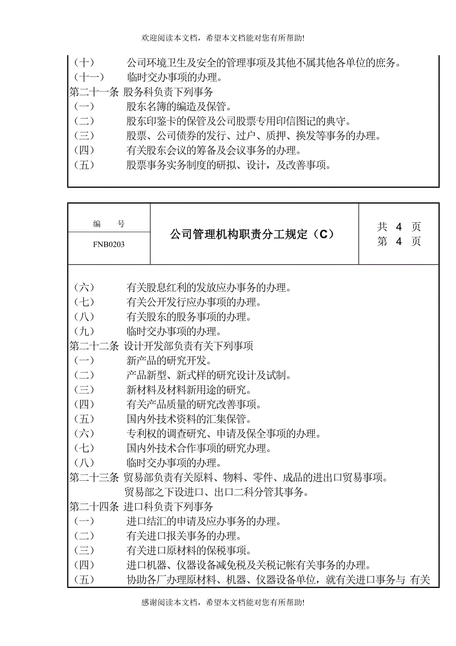 公司管理机构职责分工规定（C）_第4页