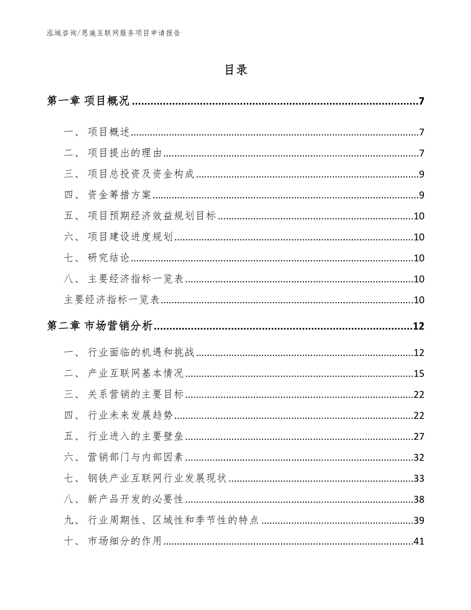 恩施互联网服务项目申请报告（模板）_第2页