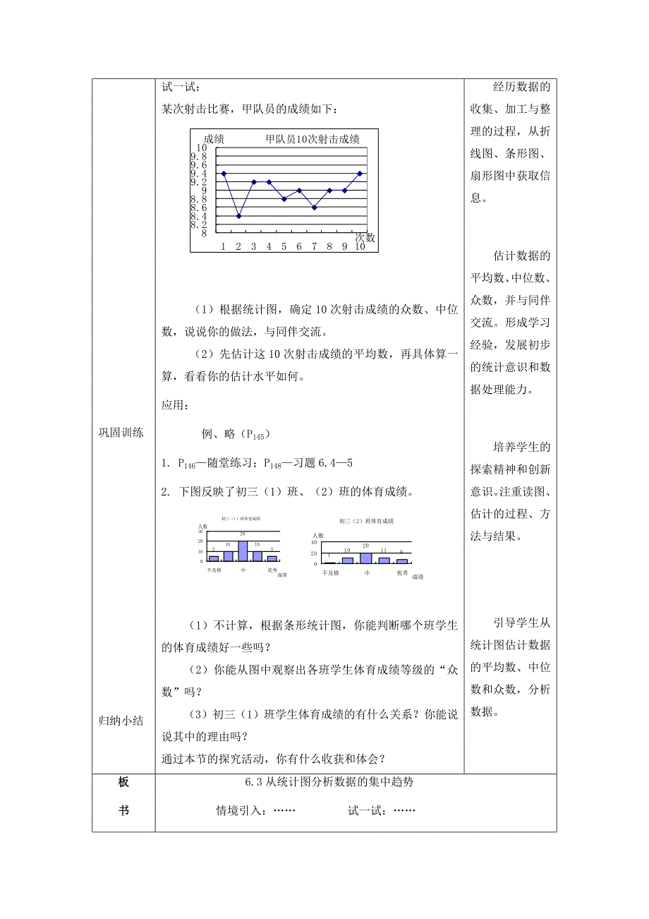 精品北师大版八年级上册6.3 从统计图分析数据的集中趋势教学设计_第3页