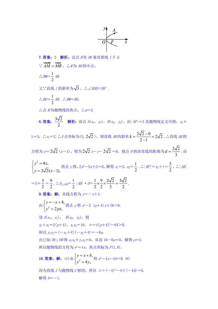 [最新]苏教版高中数学选修11同步课堂精练：2.4.2　抛物线的几何性质 含答案_第3页