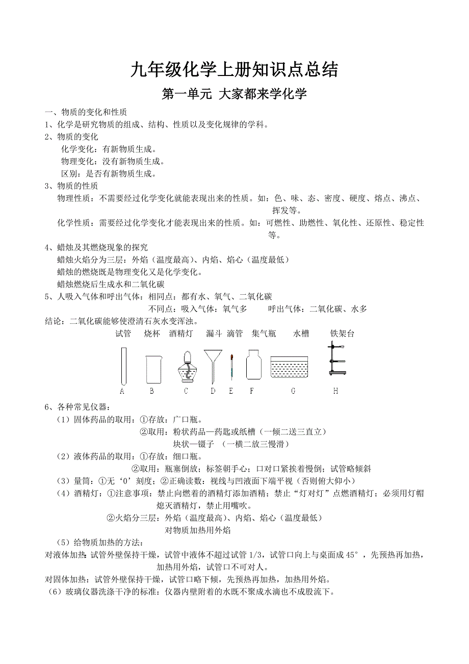 九年级化学上册知识点总结2(教育精品)_第1页