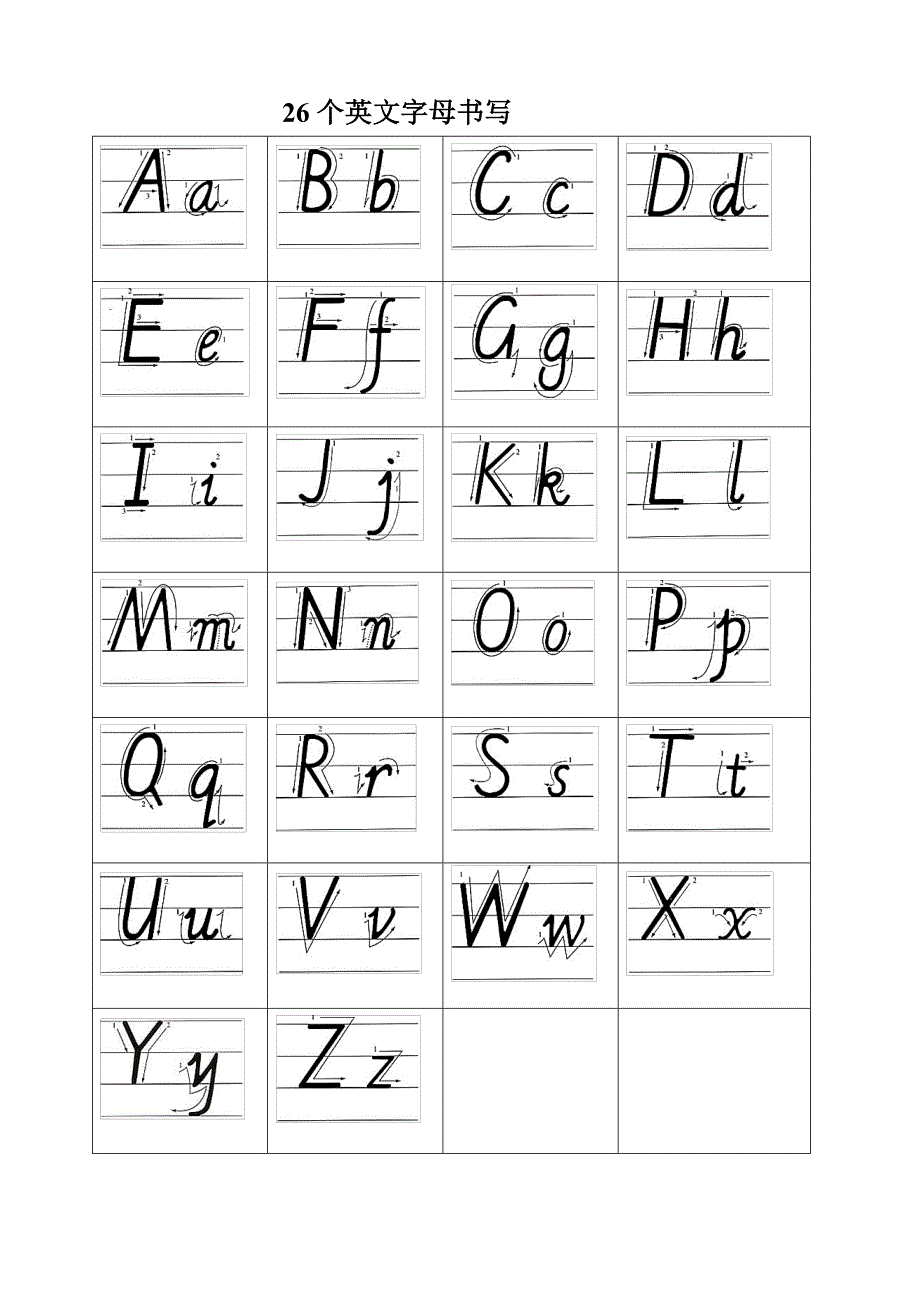 26个英文字母书写字帖(自己整理)_第1页