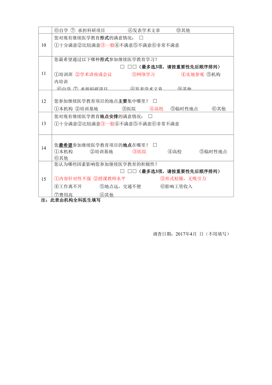 基层全科医生继续医学教育现状及需求调查问卷_第4页