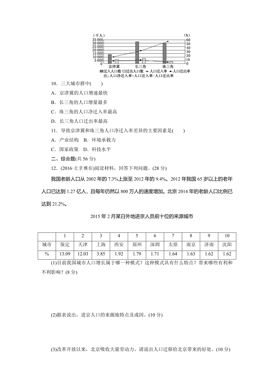 新教材 新课标高考总复习课下限时集训二十　人口的空间变化 Word版含解析_第4页