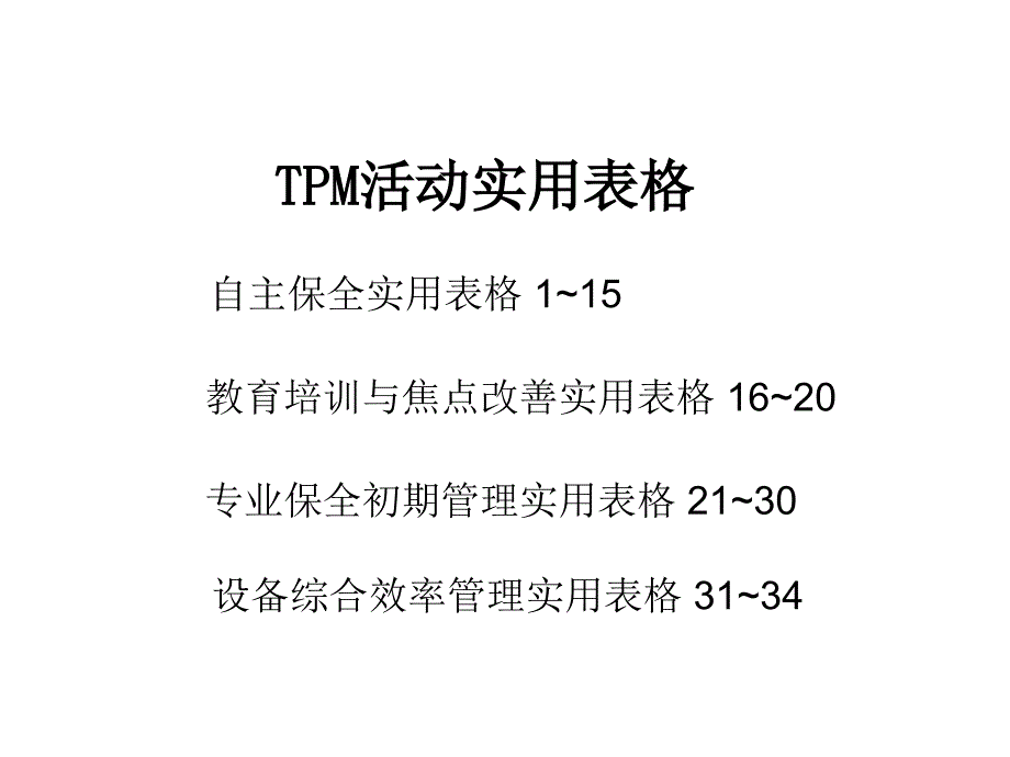 TPM标准表格大全_第1页