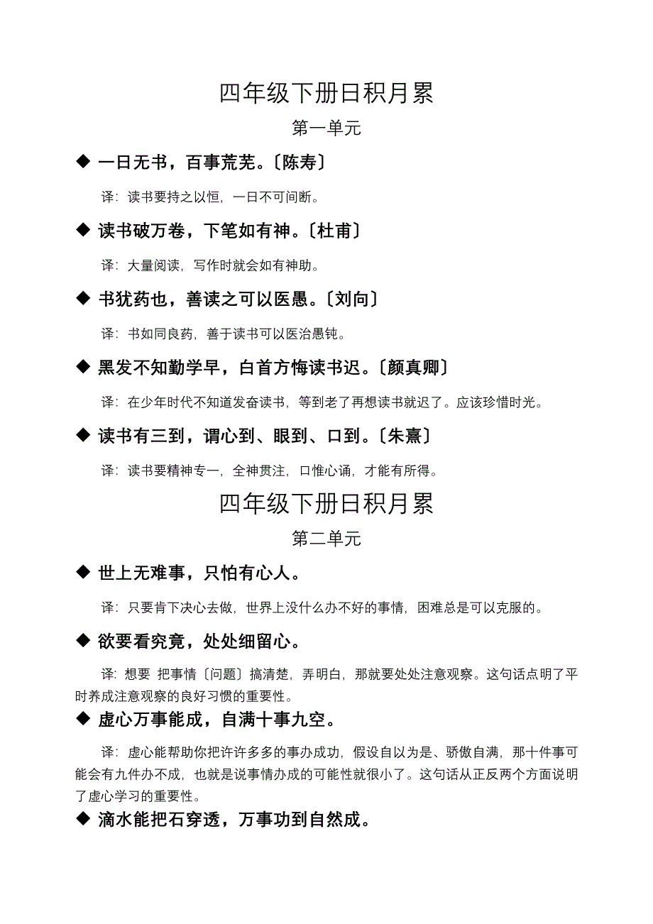 鲁教版四年级下册日积月累_第1页