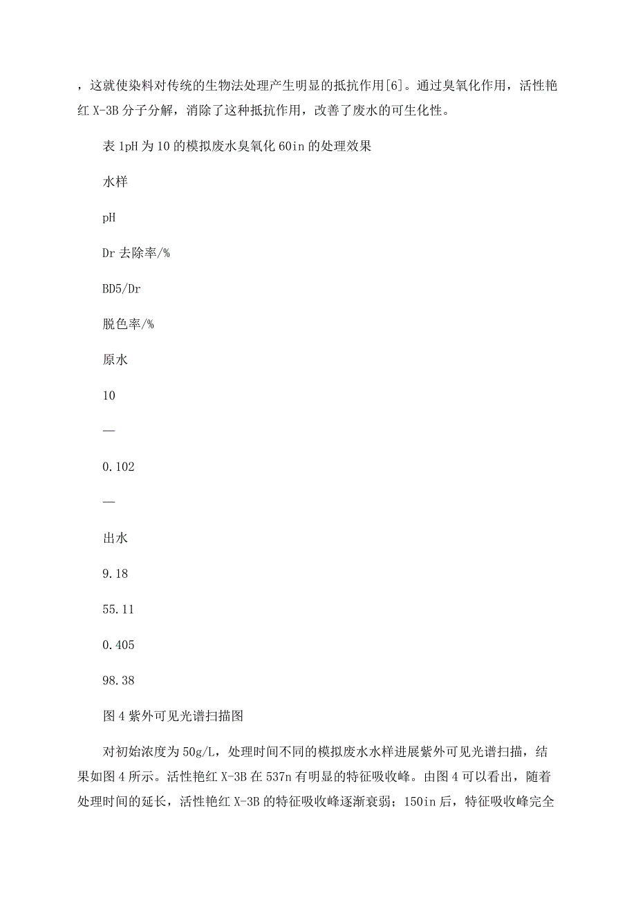 臭氧对印染废水的脱色和预处理研究_第4页