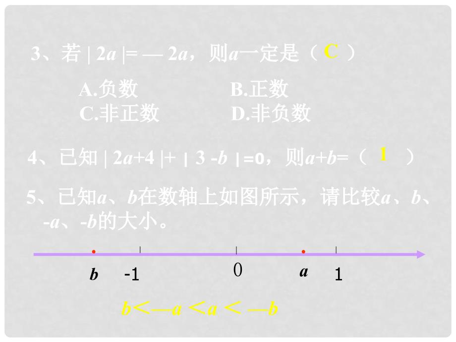 山东省平度市同和街道办事处朝阳中学七年级数学上册 第二章 有理数及其运算（第2课时）回顾与思考课件 （新版）北师大版_第4页